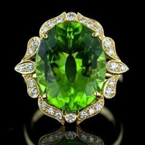 💞Royal Court Large Oval Zircon Cubic Flower Luxury GoldRings for WomenMARR9192